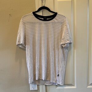 Hugo Boss Men's M White and Gray Striped Tee